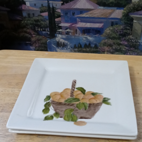 CANOPY Porcelain White Square Plate Set,Size 8.5” Vintage Plates Art Set. 💐 - Picture 4 of 13